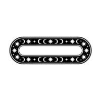 Celestial Oval Frame Black and White Space Element. vector