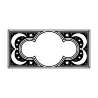 Celestial Frame Black White Moon Star. vector