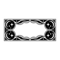Celestial Frame Elegant Star and Moon on White Background. vector