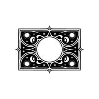 Celestial Frame Decorative Black and White Emblem. vector
