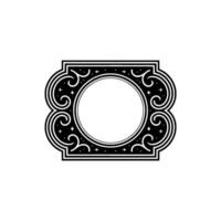 Ornate Black White Frame with Circle and Star Accents - Elegant. vector