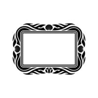 Elegant Art Deco Frame , Blank Rectangle, Black White. vector