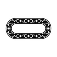 Elegant Oval Frame with Celestial Motifs on White. vector