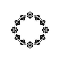 Elegant Rose Wreath Silhouette on Gradient Background. vector