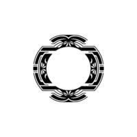 Elegant Art Deco Frame with Floral Elements, Black and White. vector