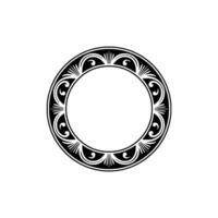 Ornamental Circular Frame, Black White, Classic. vector