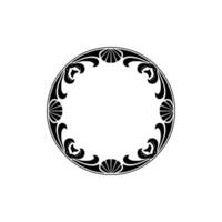 Art Nouveau Circle Frame, Black and White, Ornamental. vector