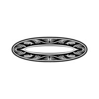 Elegant Black and White Oval Decorative Element, Illustration. vector
