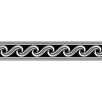 Wave Border Elegant Black White Pattern, Decorative Element. vector