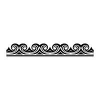 Abstract Wave Border, Polynesian Style, Black and White. vector