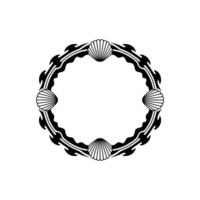 Black White Shells Decorative Circle Frame. vector