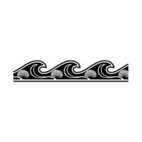 Stylized Ocean Wave Border with Seashells, Illustration. vector
