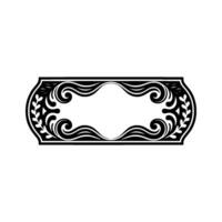 Elegant Black and White Floral Rectangular Frame. vector