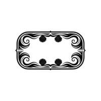 Elegant Art Deco Frame with Seashell Accents, Black White. vector