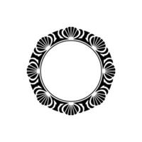 Elegant Circular Decorative Frame, Black Floral Motif. vector