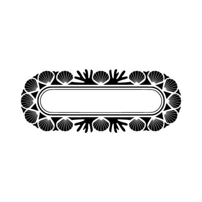 Seashell Coral Oval Frame Elegant Black.