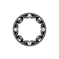 Elegant Black and White Floral Round Frame for Elements. vector
