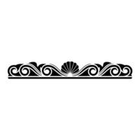 Elegant Black White Scroll Border with Seashell Motif. vector