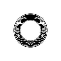 Black and White Oceanic Circle for Logos, Branding, Minimalist Style. vector