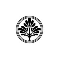 Elegant Black Tree in Circle - Minimalist. vector