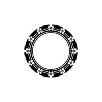 Minimalist Floral Circle Frame - Black White, Elegant. vector