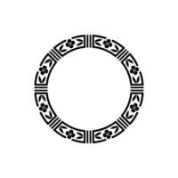 Elegant Floral Circle Frame , Black White, Decorative Border. vector