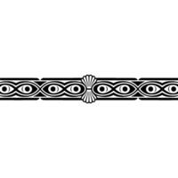 Ornamental Geometric Border Eye Shell Motif, Black on White. vector