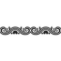 Elegant Nautical Border Black White Sea Motif, Waves, Shells. vector
