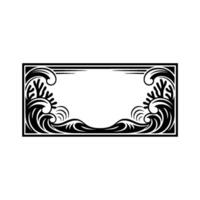Decorative Wave Frame , Elegant Black White Border. vector