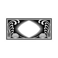 Elegant Engraved Frame Seashell and Floral. vector