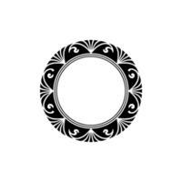 Elegant Round Floral Frame, Black and White Ornament. vector