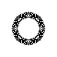 Elegant Black and White Ornamental Frame with Shell Accents. vector