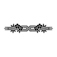 Minimalist Japanese Floral Ornament in Black and White. vector