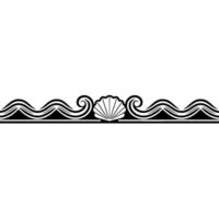 Elegant Sea Shell Wave Border , Black White, Minimalist. vector