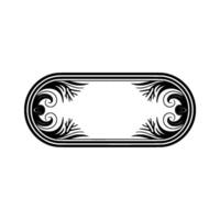 Elegant Black Ornate Oval Frame with Floral Embellishments. vector