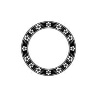 Elegant Floral Circle Frame in Black and White, Minimalist. vector