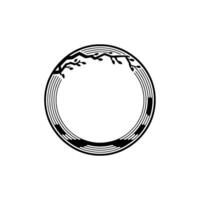 Minimalist Circular Frame with Branch Detail, Elegant Element. vector
