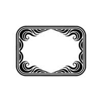 Art Nouveau Rectangular Frame, Black White Ornament, Elegant Decorative Element. vector