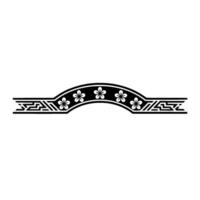 Black Floral Curve Ornament, Geometric on White Background. vector