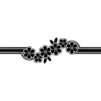 Elegant Floral Border with Black White Blossoms and Lines on Gradient Background. vector