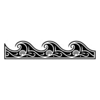 Decorative Wave Border with Shells, Black and White. vector