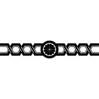 Elegant Geometric Border with Floral Center in Black and Gray. vector