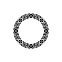 Japanese-Inspired Floral Circle Frame, Minimalist. vector