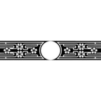 Minimalist Japanese Sakura Blossom Border with Circle Frame. vector