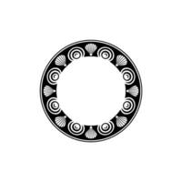 Elegant Black White Circular with Shell Motifs. vector