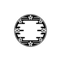 Minimalist Japanese Cherry Blossom Circle Frame. vector