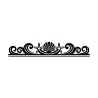 Elegant Nautical Border Seashells, Starfish, Swirls. vector