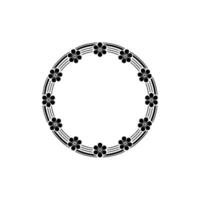 Floral Circle Border Black and White Minimalist Element. vector