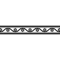 Floral Border Black White Seamless Repeat. vector