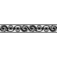 Decorative Border, Seashells, Waves, Monochrome, Ancient. vector